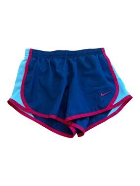 Girl's S 8-9 NIKE Dri-Fit Tempo Running Shorts Navy Blue Pink Turquoise Lined